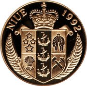 Niue 50 Dollars XXV Summer Olympic Games. Discus Thrower 1992 Proof KM# 71 NIUE 1992 coin obverse Niue 50 Dollars XXV Summer Olympic Games. Discus Thrower 1992 Proof KM# 71 NIUE 1992 coin obverse
