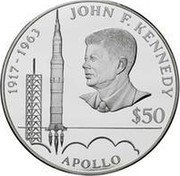 Niue 50 Dollars Kennedy - Apollo 1993 Proof KM# 65 1917-1963 JOHN F. KENNEDY $50 APOLLO coin reverse