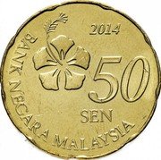 Malaysia 50 Sen Flower 2014 KM# 204 2012 50 SEN BANK NEGARA MALAYSIA coin obverse Malaysia 50 Sen Flower 2014 KM# 204 2012 50 SEN BANK NEGARA MALAYSIA coin obverse