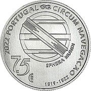 Portugal 7,5 Euro Conclusion 1522 2022 INCM 2022 PORTUGAL CIRCUM NAVEGAÇÃO SPHERA MUNDI 7.5 € 1519 - 1522 coin obverse Portugal 7,5 Euro Conclusion 1522 2022 INCM 2022 PORTUGAL CIRCUM NAVEGAÇÃO SPHERA MUNDI 7.5 € 1519 - 1522 coin obverse