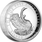 Australia 8 Dollars (Swan) P THE 5 OZ 9999 AUSTRALIAN SILVER SWAN coin reverse Australia 8 Dollars (Swan) P THE 5 OZ 9999 AUSTRALIAN SILVER SWAN coin reverse