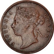 Malaysia Cent Victoria 1887 KM# 16 VICTORIA QUEEN coin obverse Malaysia Cent Victoria 1887 KM# 16 VICTORIA QUEEN coin obverse