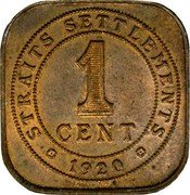 Malaysia Cent George V Straits Settlements 1920 KM# 32 STRAITS SETTLEMENTS 1 CENT 1920 coin reverse Malaysia Cent George V Straits Settlements 1920 KM# 32 STRAITS SETTLEMENTS 1 CENT 1920 coin reverse