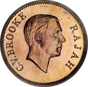 Malaysia One Cent Charles V. Brooke Sarawak 1941 H Estimate 50 pieces exist KM# 18 C.V.BROOKE RAJAH coin obverse Malaysia One Cent Charles V. Brooke Sarawak 1941 H Estimate 50 pieces exist KM# 18 C.V.BROOKE RAJAH coin obverse