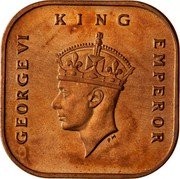 Malaysia Cent George VI 1943 KM# 6 GEORGE VI KING EMPEROR PM coin obverse Malaysia Cent George VI 1943 KM# 6 GEORGE VI KING EMPEROR PM coin obverse