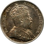 Malaysia Dollar Edward VII 1907 KM# 26 EDWARD VII KING & EMPEROR H coin obverse Malaysia Dollar Edward VII 1907 KM# 26 EDWARD VII KING & EMPEROR H coin obverse