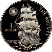 Niue 1 Dollar HMS Bounty 1996 Proof KM# 85 1 DOLLAR THE BOUNTY coin reverse Niue 1 Dollar HMS Bounty 1996 Proof KM# 85 1 DOLLAR THE BOUNTY coin reverse