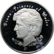 Niue 1 Dollar Diana. Princess of Wales 1997 KM# 89 DIANA - PRINCESS OF WALES $1 coin reverse