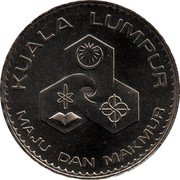 Malaysia Ringgit Kuala Lumpur Anniversary 1972 KM# 12 KUALA LUMPUR MAJU DAN MAKMUR coin obverse Malaysia Ringgit Kuala Lumpur Anniversary 1972 KM# 12 KUALA LUMPUR MAJU DAN MAKMUR coin obverse