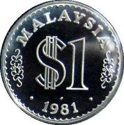 Malaysia Ringgit Parliament House 1981 FM Proof KM# 9.2 MALAYSIA $1 1981 coin obverse Malaysia Ringgit Parliament House 1981 FM Proof KM# 9.2 MALAYSIA $1 1981 coin obverse