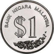 Malaysia Ringgit PATA Conference 1986 Proof KM# 39a BANK NEGARA MALAYSIA $1 coin obverse Malaysia Ringgit PATA Conference 1986 Proof KM# 39a BANK NEGARA MALAYSIA $1 coin obverse