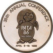 Malaysia Ringgit PATA Conference 1986 Proof KM# 39a 35TH ANNUAL CONFERENCE PATA 86 MALAYSIA APRIL 9-16 1986 coin reverse Malaysia Ringgit PATA Conference 1986 Proof KM# 39a 35TH ANNUAL CONFERENCE PATA 86 MALAYSIA APRIL 9-16 1986 coin reverse