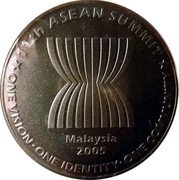 Malaysia Ringgit 11th ASEAN Summit 2005 KM# 135 11TH ASEAN SUMMIT 2005 MALAYSIA ONE COMMUNITY ONE IDENTITY ONE VISION coin reverse Malaysia Ringgit 11th ASEAN Summit 2005 KM# 135 11TH ASEAN SUMMIT 2005 MALAYSIA ONE COMMUNITY ONE IDENTITY ONE VISION coin reverse