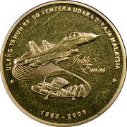 Malaysia Ringgit 50th Anniversary of Royal Air Force 2008 KM# 188 ULANG TAHUN KE-50 TENTERA UDARA DIRAJA MALAYSIA JUBLI EMAS 1958-2008 coin reverse Malaysia Ringgit 50th Anniversary of Royal Air Force 2008 KM# 188 ULANG TAHUN KE-50 TENTERA UDARA DIRAJA MALAYSIA JUBLI EMAS 1958-2008 coin reverse