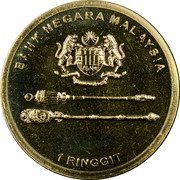 Malaysia Ringgit 50th Anniversary of Parliament 2009 KM# 159 BANK NEGARA MALAYSIA 1 RINGGIT coin obverse Malaysia Ringgit 50th Anniversary of Parliament 2009 KM# 159 BANK NEGARA MALAYSIA 1 RINGGIT coin obverse