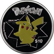 Niue 10 Dollars Pokemon 2002 PM Proof KM# 147 POKÉMON PIKACHU TM $10 © NINTENDO/POKÉMON coin reverse