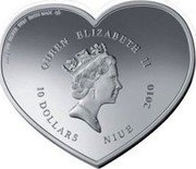 Niue 10 Dollars 50th Anniversary Hello Kitty & Friends 2010 Proof KM# 375 100 G FINE SILVER 999,0 SWISS MADE QUEEN ELIZABETH II 10 DOLLARS NIUE 2010 coin obverse Niue 10 Dollars 50th Anniversary Hello Kitty & Friends 2010 Proof KM# 375 100 G FINE SILVER 999,0 SWISS MADE QUEEN ELIZABETH II 10 DOLLARS NIUE 2010 coin obverse