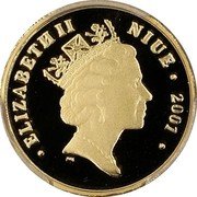 Niue 100 Dollars Snoopy Flying Ace 2001 Proof KM# 127 ELIZABETH II NIUE 2001 RDM PM coin obverse Niue 100 Dollars Snoopy Flying Ace 2001 Proof KM# 127 ELIZABETH II NIUE 2001 RDM PM coin obverse