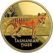 Niue 100 Dollars Tasmanian Tiger 2011 Proof KM# 511 TASMANIAN TIGER coin reverse Niue 100 Dollars Tasmanian Tiger 2011 Proof KM# 511 TASMANIAN TIGER coin reverse