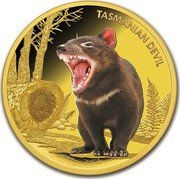 Niue 100 Dollars Tasmanian Devil 2013 Proof KM# 928 TASMANIAN DEVIL coin reverse Niue 100 Dollars Tasmanian Devil 2013 Proof KM# 928 TASMANIAN DEVIL coin reverse