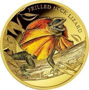 Niue 100 Dollars Frilled Neck Lizard 2014 Proof KM# 1246 FRILLED NECK LIZARD coin reverse Niue 100 Dollars Frilled Neck Lizard 2014 Proof KM# 1246 FRILLED NECK LIZARD coin reverse