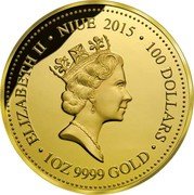 Niue 100 Dollars Thorny Devil Lizard 2015 Proof KM# 1309 ELIZABETH II NIUE 2015 100 DOLLARS 1OZ 9999 GOLD coin obverse Niue 100 Dollars Thorny Devil Lizard 2015 Proof KM# 1309 ELIZABETH II NIUE 2015 100 DOLLARS 1OZ 9999 GOLD coin obverse