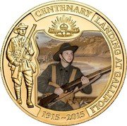 Niue 100 Dollars Centenary. Gallipoli Landing 2015 Proof KM# 1299 CENTENARY LANDING AT GALLIPOLI 1915-2015 coin reverse Niue 100 Dollars Centenary. Gallipoli Landing 2015 Proof KM# 1299 CENTENARY LANDING AT GALLIPOLI 1915-2015 coin reverse