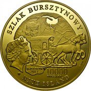 Niue 10000 Dollars Amber Route 2011 Proof KM# 708 10000 DOLLARS 2011 AU 9999 ELIZABETH II NIUE ISLAND SZLAK BURSZTYNOWY coin obverse Niue 10000 Dollars Amber Route 2011 Proof KM# 708 10000 DOLLARS 2011 AU 9999 ELIZABETH II NIUE ISLAND SZLAK BURSZTYNOWY coin obverse