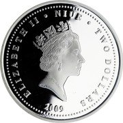 Niue Two Dollars Rhyton 2009 KM# 220 ELIZABETH II NIUE TWO DOLLARS RDM 2009 coin obverse