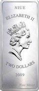 Niue Two Dollars Peonies 2009 Proof KM# 362 ELIZABETH II NIUE TWO DOLLARS 2009 2 OZ 999 FINE SILVER coin obverse Niue Two Dollars Peonies 2009 Proof KM# 362 ELIZABETH II NIUE TWO DOLLARS 2009 2 OZ 999 FINE SILVER coin obverse