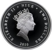 Niue Two Dollars GAZ 21 Volga 2009 Prooflike KM# 226 ELIZABETH II NIUE TWO DOLLARS RDM 2010 coin obverse Niue Two Dollars GAZ 21 Volga 2009 Prooflike KM# 226 ELIZABETH II NIUE TWO DOLLARS RDM 2010 coin obverse