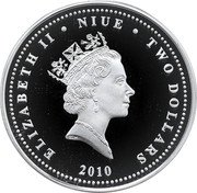 Niue Two Dollars Flying Scotsman 2010 Proof KM# 246 ELIZABETH II NIUE TWO DOLLARS RDM 2010 coin obverse Niue Two Dollars Flying Scotsman 2010 Proof KM# 246 ELIZABETH II NIUE TWO DOLLARS RDM 2010 coin obverse
