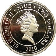 Niue Two Dollars Year of the Tiger 2010 Proof KM# 233 ELIZABETH II NIUE TWO DOLLARS 2010 coin obverse Niue Two Dollars Year of the Tiger 2010 Proof KM# 233 ELIZABETH II NIUE TWO DOLLARS 2010 coin obverse