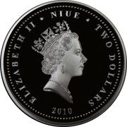 Niue Two Dollars Soviet Transport. Bus 2010 Proof KM# 408 ELIZABETH II NIUE TWO DOLLARS RDM 2010 coin obverse Niue Two Dollars Soviet Transport. Bus 2010 Proof KM# 408 ELIZABETH II NIUE TWO DOLLARS RDM 2010 coin obverse