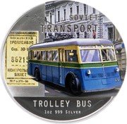 Niue Two Dollars Soviet Transport. Trolleybus 2010 Proof KM# 409 SOVIET TRANSPORT TROLLEY BUS 1 OZ 999 SILVER coin reverse Niue Two Dollars Soviet Transport. Trolleybus 2010 Proof KM# 409 SOVIET TRANSPORT TROLLEY BUS 1 OZ 999 SILVER coin reverse