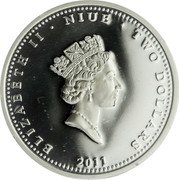 Niue Two Dollars Love is Precious. Flamingos 2011 Proof KM# 507 ELIZABETH II NIUE TWO DOLLARS 2011 coin obverse Niue Two Dollars Love is Precious. Flamingos 2011 Proof KM# 507 ELIZABETH II NIUE TWO DOLLARS 2011 coin obverse