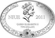Niue Two Dollars Family Love Fidelity 2011 Proof KM# 939 NIUE 2011 RDM QUEEN ELIZABET II TWO DOLLARS coin obverse Niue Two Dollars Family Love Fidelity 2011 Proof KM# 939 NIUE 2011 RDM QUEEN ELIZABET II TWO DOLLARS coin obverse