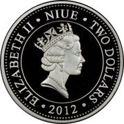 Niue Two Dollars Crowned State Flowers 2012 Proof KM# 675a 2012 ELIZABETH II NIUE TWO DOLLARS coin obverse