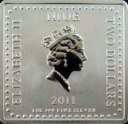 Niue Two Dollars Nickelodeon's Sponge Bob. Patrick Star 2012 Proof KM# 695 ELIZABETH II NIUE TWO DOLLARS 2011 1 OZ 999 FINE SILVER coin obverse Niue Two Dollars Nickelodeon's Sponge Bob. Patrick Star 2012 Proof KM# 695 ELIZABETH II NIUE TWO DOLLARS 2011 1 OZ 999 FINE SILVER coin obverse