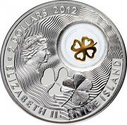 Niue 2 Dollars Good luck. Four-Leaf Clover 2012 Proof KM# 931 2 DOLLARS 2012 ELIZABETH II NIUE ISLAND coin obverse