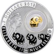 Niue 2 Dollars Good Luck. Elephants 2012 Proof KM# 930 2 DOLLARS 2012 ELIZABETH II NIUE ISLAND AG 925 coin obverse