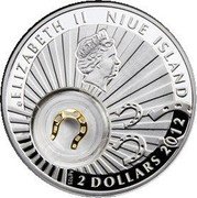 Niue 2 Dollars Good Luck. Horseshoe 2012 Proof KM# 929 2012 2 DOLLARS AG 925 ELIZABETH II NIUE ISLAND coin obverse