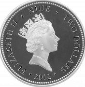 Niue Two Dollars Star Wars. Mace Windu 2012 Prooflike KM# 720 ELIZABETH II TWO DOLLARS NIUE 2012 coin obverse