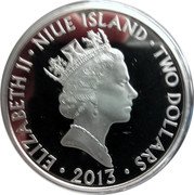Niue Two Dollars 60th Anniversary of the Coronation of Queen Elizabeth 2013 Proof KM# 937 ELIZABETH II NIUE ISLAND TWO DOLLARS 2013 coin obverse Niue Two Dollars 60th Anniversary of the Coronation of Queen Elizabeth 2013 Proof KM# 937 ELIZABETH II NIUE ISLAND TWO DOLLARS 2013 coin obverse