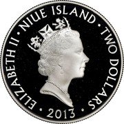 Niue Two Dollars 60th Anniversary of the Coronation of Queen Elizabeth 2013 Proof KM# 938a ELIZABETH II NIUE ISLAND TWO DOLLARS RDM 2013 coin obverse Niue Two Dollars 60th Anniversary of the Coronation of Queen Elizabeth 2013 Proof KM# 938a ELIZABETH II NIUE ISLAND TWO DOLLARS RDM 2013 coin obverse