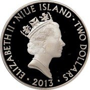Niue Two Dollars 60th Anniversary of the Coronation of Queen Elizabeth 2013 Proof KM# 938 ELIZABETH II NIUE ISLAND TWO DOLLARS 2013 coin obverse Niue Two Dollars 60th Anniversary of the Coronation of Queen Elizabeth 2013 Proof KM# 938 ELIZABETH II NIUE ISLAND TWO DOLLARS 2013 coin obverse