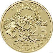 Niue 25 Dollars Bene Merentibus 2012 Proof KM# 846 MERENTIBUS 25 DOLLARS ELIZABETH II 2012 FINE GOLD 1/2 OZ AU 999.9 NIUE ISLAND coin obverse Niue 25 Dollars Bene Merentibus 2012 Proof KM# 846 MERENTIBUS 25 DOLLARS ELIZABETH II 2012 FINE GOLD 1/2 OZ AU 999.9 NIUE ISLAND coin obverse