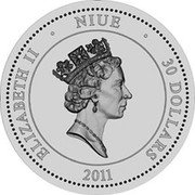 Niue 30 Dollars Saint Vladimir. Belgorod 2011 Proof KM# 788 ELIZABETH II NIUE 30 DOLLARS 2011 coin obverse Niue 30 Dollars Saint Vladimir. Belgorod 2011 Proof KM# 788 ELIZABETH II NIUE 30 DOLLARS 2011 coin obverse