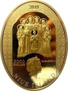 Niue 3000 Dollars Russian Royal Family 2010 Proof KM# 405 2010 3000 DOLLARS ELIZABETH II AU 9999 NIUE ISLAND coin obverse Niue 3000 Dollars Russian Royal Family 2010 Proof KM# 405 2010 3000 DOLLARS ELIZABETH II AU 9999 NIUE ISLAND coin obverse