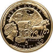 Niue 5 Dollars Amber Route. Elblag 2009 Proof KM# 349 AMBER ROUTE ELIZABETH II 2009 5 DOLLARS NIUE ISLAND coin obverse